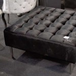 Pufa kwadratowa P01 siedzisko puf stolik czarno-srebrny 90x90x42cm (ERH)