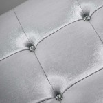Pufa prostokątna P08 ławeczka pikowana guzikami CRYSTAL srebrna CHROM 90x50x42cm (ERH)