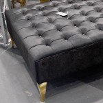 Pufa kwadratowa P02 pikowana CRYSTAL siedzisko puf stolik czarno-złoty ZŁOTO 90x90x42cm (ERH)