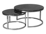 Komplet dwóch okrągłych stolików 60cm+80cm stolik kawowy chrom wzór marmur C_O 47 (ERH)