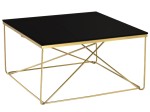 Złoty kwadratowy stolik kawowy 80cm złoto + czarne szkło C_0 23 (ERH)