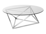 Okrągły stolik kawowy chrom błyszczący stelaż + szklany blatem 105cm C_0 32 (ERH)