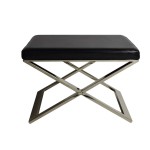 Siedzisko ławka taboret  na stelażu do przedpokoju SREBRNY-CZARNA Y-1005 60x45x41cm (ERH) 