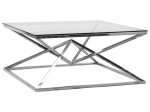 Szklany stolik kawowy na geometrycznej podstawie 100x47cm C0_60 (ERH)