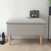 Pufa otwierana we wzór pepitki - widok z przodu.